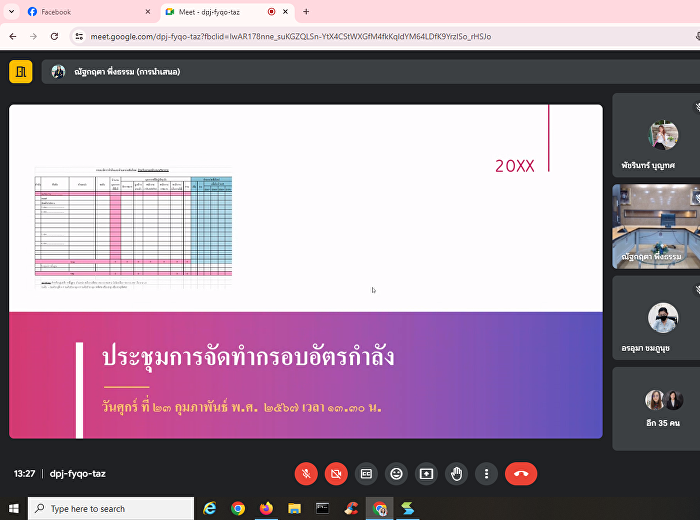 เข้าร่วมประชุมกรอบอัตรากำลังเพื่อวิเคราะห์ค่างานของพนักงาน
ผ่านระบบออนไลน์ Google Meet
