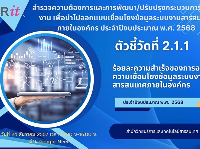 Internal Audit Unit participated in the
meeting to survey needs and
develop/improve work processes to design
and link information in the
organization's internal information
system for fiscal year 2025.